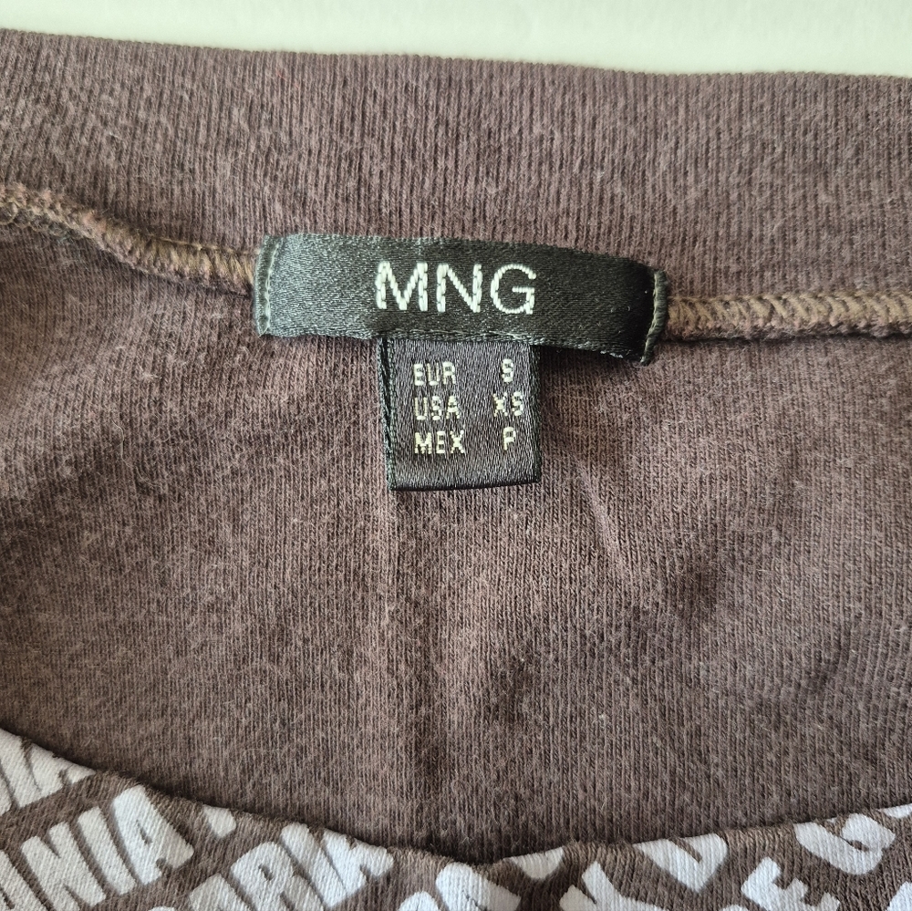 Mango Brown and White Diagonal Country-Print Long Sleeve Tee - Picture 2 of 11